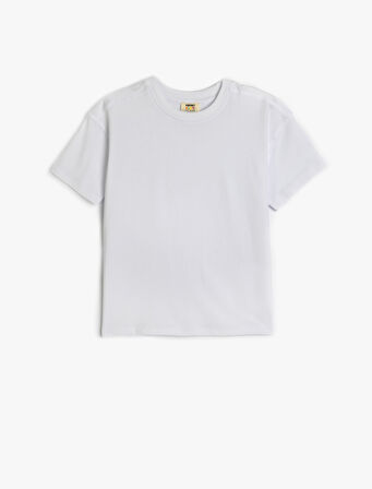 Basic Oversize Tişört Kısa Kollu Bisiklet Yaka Pamuklu