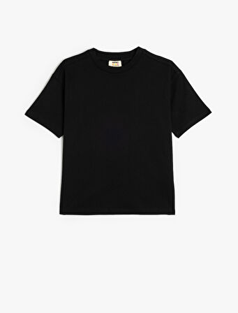 Basic Oversize Tişört Kısa Kollu Bisiklet Yaka Pamuklu