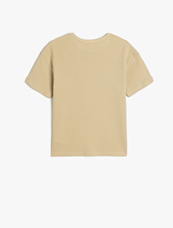 Basic Tişört Kısa Kollu Bisiklet Yaka Dokulu Pamuklu