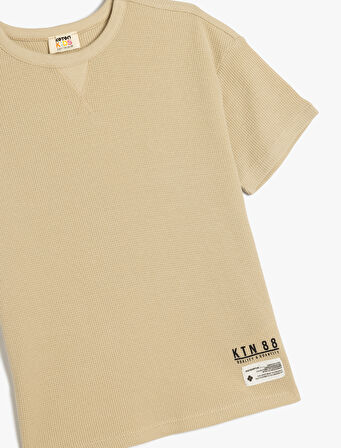 Basic Tişört Kısa Kollu Bisiklet Yaka Dokulu Pamuklu