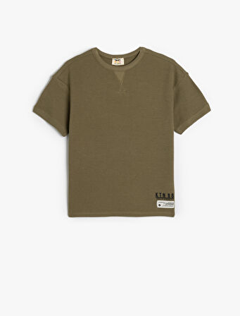 Basic Tişört Kısa Kollu Bisiklet Yaka Dokulu Pamuklu