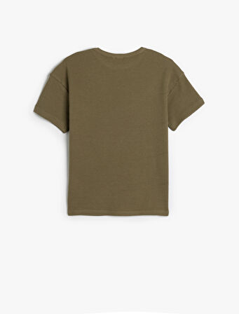 Basic Tişört Kısa Kollu Bisiklet Yaka Dokulu Pamuklu