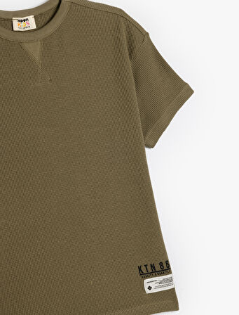 Basic Tişört Kısa Kollu Bisiklet Yaka Dokulu Pamuklu