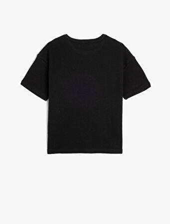 Basic Tişört Kısa Kollu Bisiklet Yaka Dokulu Pamuklu