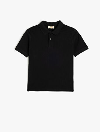 Polo Tişört Kısa Kollu Dokulu Pamuklu
