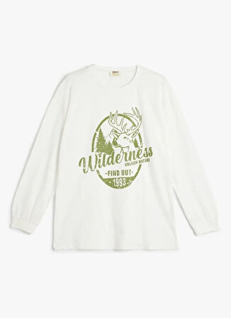 Koton Baskılı Ekru Erkek Çocuk  T-Shirt 5WKB10408TK