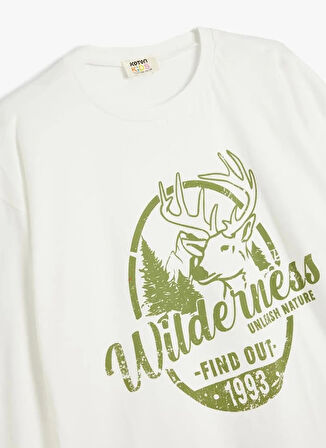 Koton Baskılı Ekru Erkek Çocuk  T-Shirt 5WKB10408TK