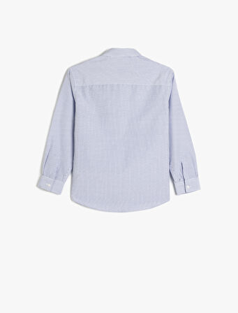 Gömlek Uzun Kollu Klasik Yaka İşleme Detaylı Düğme Kapamalı