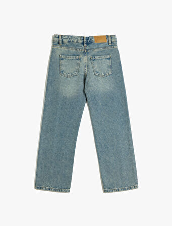 Kot Pantolon Düz Paça Cepli Pamuklu- Straight Jean