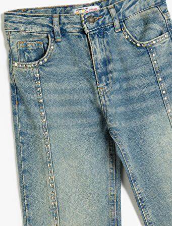 Kot Pantolon Düz Paça Cepli Pamuklu- Straight Jean