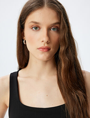 Crop Korse Görünümlü Üst Kolsuz Kare Yaka 