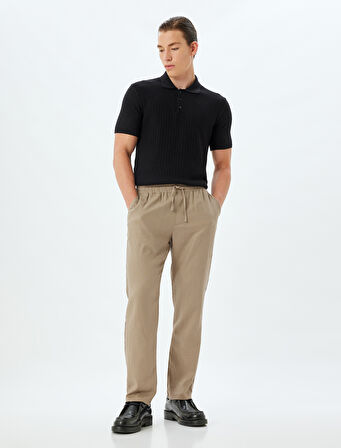 Triko Kazak Polo Yaka Basic Kısa Kollu Dokulu Pamuklu