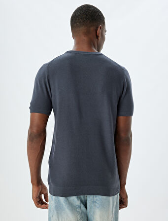 Triko Kazak Basic Bisiklet Yaka Kısa Kollu Pamuk Karışımlı