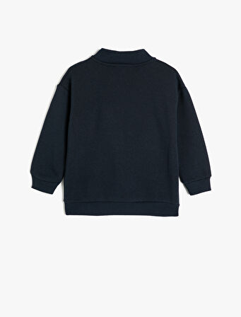 Sweatshirt Dik Yaka Yarım Fermuarlı Uzun Kollu