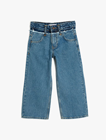 Kot Pantolon Geniş Paça Cepli Pamuklu - Wide Leg Jean