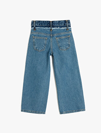 Kot Pantolon Geniş Paça Cepli Pamuklu - Wide Leg Jean