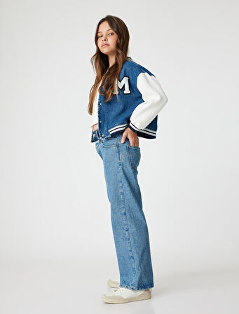 Kot Pantolon Geniş Paça Cepli Pamuklu - Wide Leg Jean