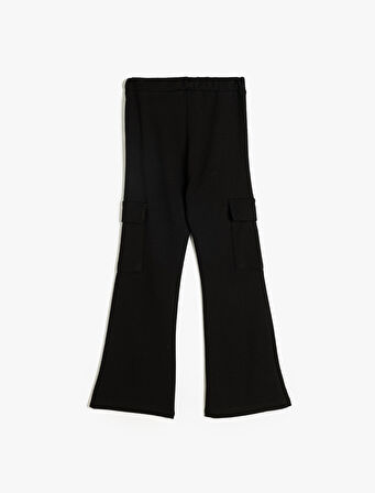 İspanyol Paça Pantolon Kargo Cepli Beli Lastikli