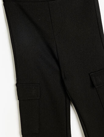 İspanyol Paça Pantolon Kargo Cepli Beli Lastikli