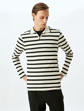 Polo Yaka Kazak Dokulu Pamuk Karışımlı