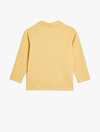 Polo Tişört Uzun Kollu İşleme Detaylı Pamuklu