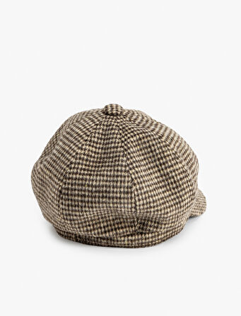 Kasket Şapka Ekose Yumuşak Dokulu