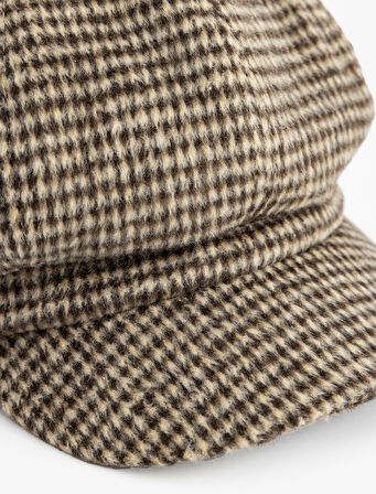 Kasket Şapka Ekose Yumuşak Dokulu
