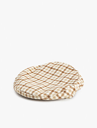 Ekose Kasket Şapka Yumuşak Dokulu Yün Karışımlı