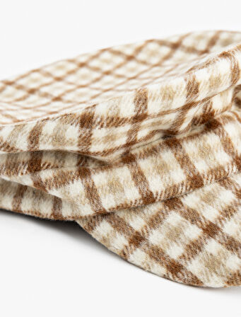 Ekose Kasket Şapka Yumuşak Dokulu Yün Karışımlı