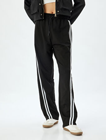 Bol Paça Eşofman Altı Beli Bağcıklı Şardonlu Cep Detaylı