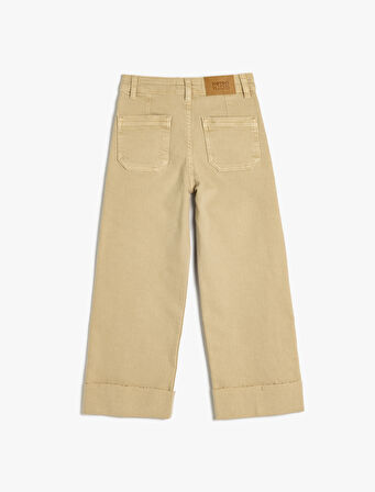 Kot Pantolon Geniş Paça Cepli Pamuklu - Wide Leg Jean