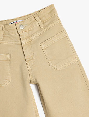 Kot Pantolon Geniş Paça Cepli Pamuklu - Wide Leg Jean