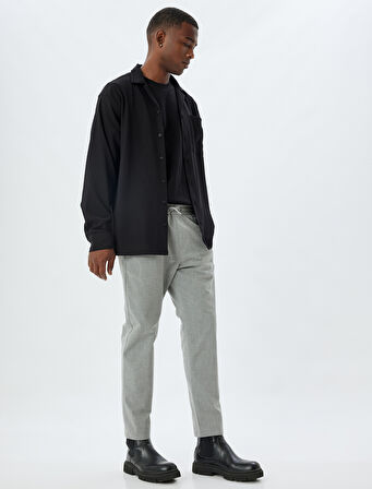 Beli Bağcıklı Pantolon Cep Detaylı Viskon Karışımlı