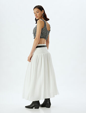 Fırfırlı Pötikareli Crop Büstiyer Kalın Askılı Fiyonk Detaylı