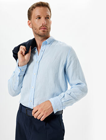 Keten Gömlek Uzun Kollu Basic