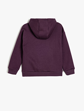 Oversize Kapşonlu Sweatshirt Baskı Detaylı Uzun Kollu 