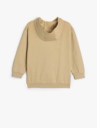 Oversize Kapşonlu Fermuarlı Sweatshirt Cepli Uzun Kollu Pamuklu Şardonlu 