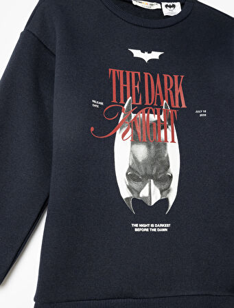 Batman Sweatshirt Lisanslı Uzun Kollu Bisiklet Yaka Şardonlu