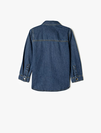 Kot Gömlek Kapaklı Cep Detaylı Düğmeli Pamuklu