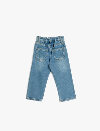 Kot Pantolon Düz Paça Cepli Pamuklu- Straight Jean