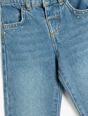 Kot Pantolon Düz Paça Cepli Pamuklu- Straight Jean