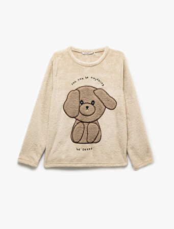 Köpek Desenli Peluş Polar Pijama Takımı