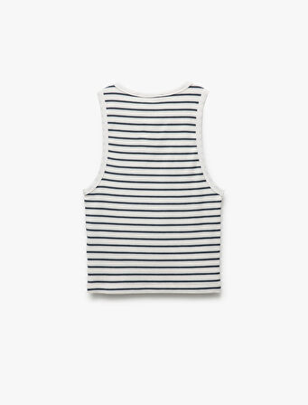 Pamuklu Kolsuz Bisiklet Yaka Fitilli Crop Atlet