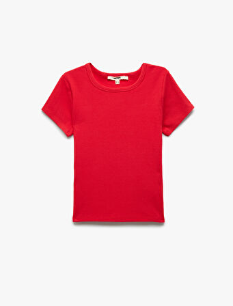 Slim Fit Pamuklu Kısa Kollu Bisiklet Yaka Kadın Basic Tişört