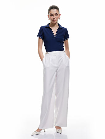Pamuklu Slim Fit Çizgili Kısa Kollu Polo Yaka Tişört