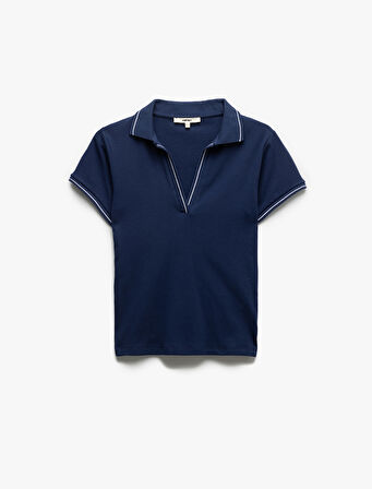 Pamuklu Slim Fit Çizgili Kısa Kollu Polo Yaka Tişört