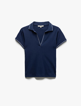 Pamuklu Slim Fit Çizgili Kısa Kollu Polo Yaka Tişört
