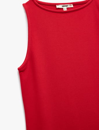 Kaşkorse Yuvarlak Yaka Kolsuz Mini Kalem Bodycon Kalem Elbise