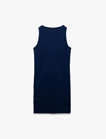 Kaşkorse Yuvarlak Yaka Kolsuz Mini Kalem Bodycon Kalem Elbise