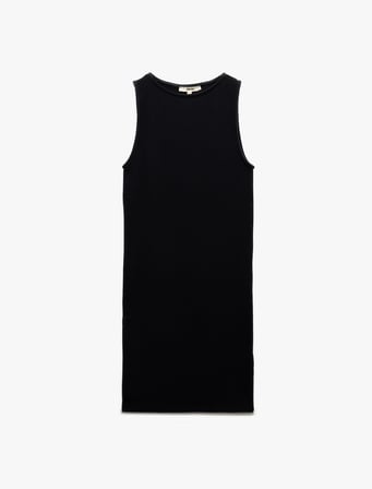 Kaşkorse Yuvarlak Yaka Kolsuz Mini Kalem Bodycon Kalem Elbise